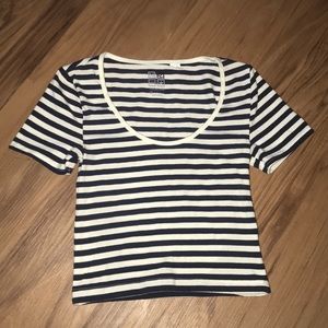 Nollie Navy White Stripe Crop Tee
